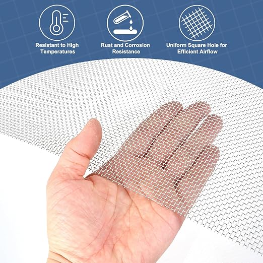 uxcell 14 Mesh 39" x 10" Woven Wire Mesh, 316 Stainless Steel Air Vent Filter - Image 5