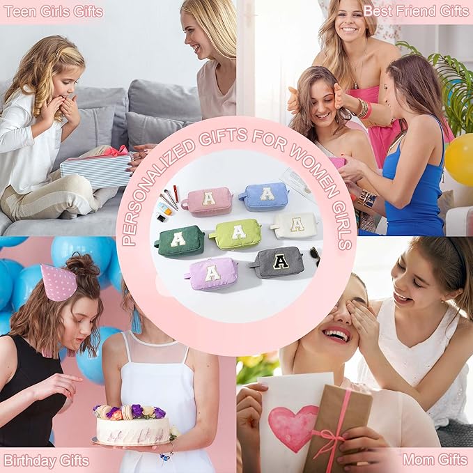 YOOLIFE Bridesmaid Proposal Gifts - Personalized Makeup Bag for Women, Bride, Friend, Teacher, Mom Gifts - Letter K