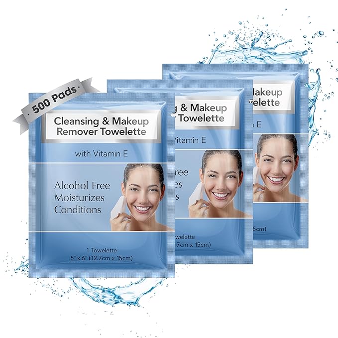 Diamond Wipes Makeup Remover Wipes, Alcohol Free Facial Cleansing Wipes with Vitamin E, Case of 500 Face Wipes