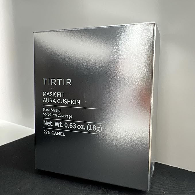 TIRTIR Mask Fit Aura Silver Cushion Foundation | Semi-glow Finish, Natural Coverage, Moisturizing, Lightweight, Korean cushion foundation (#27N Camel, Full Size, 0.63 Fl Oz)
