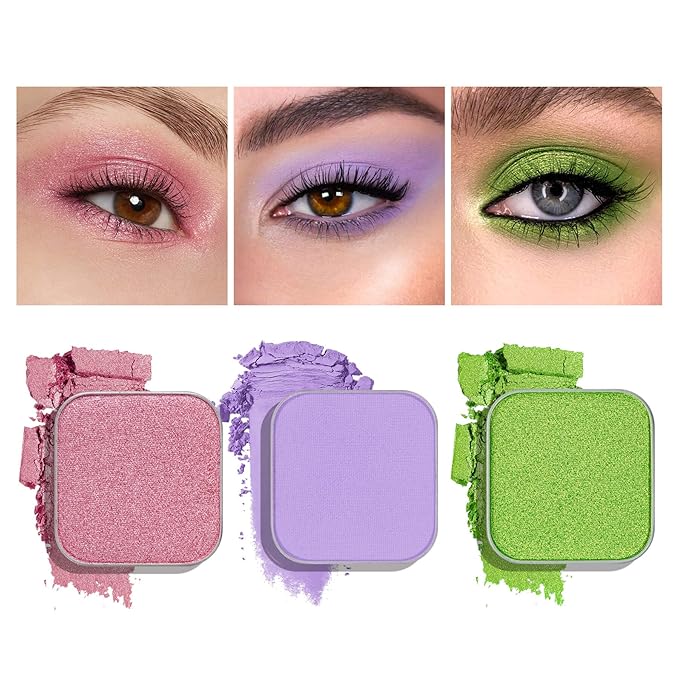 3-Color Eyeshadow Combo Pack – Matte & Shimmer Neutral Shades,Powder, Highly Pigmented, Long-Lasting, Refills Pans for Custom Magnetic Palette