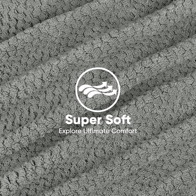 HOMEXCEL 5 Pack Large Microfiber Hair Towel Wrap for Women, Grey- 40 x 20 inches Super Soft, Fast Drying Turbans for Long, Thick, Curly Hair - Anti Frizz Wrap with Elastic Strap