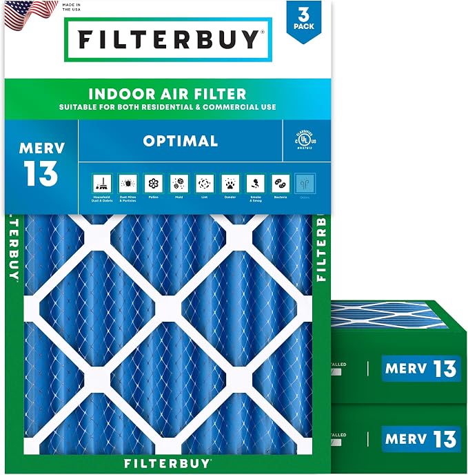 Filterbuy 20x25x4 Air Filter MERV 13 Optimal Smoke & Allergy Defense, by Filterbuy