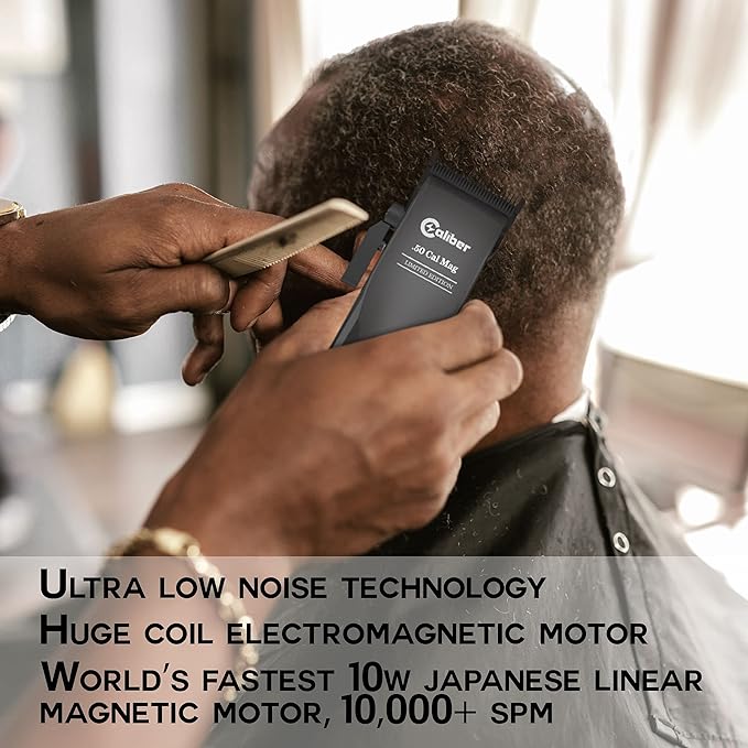 .50 Cal Limited Edition Clipper - Long Lasting 8+ Hours of Power - Ultra Low Noise Technology - Rechargeable Powerful Battery - Easy Zero Gap Cut - Hair Grooming Tool for Men (Black)