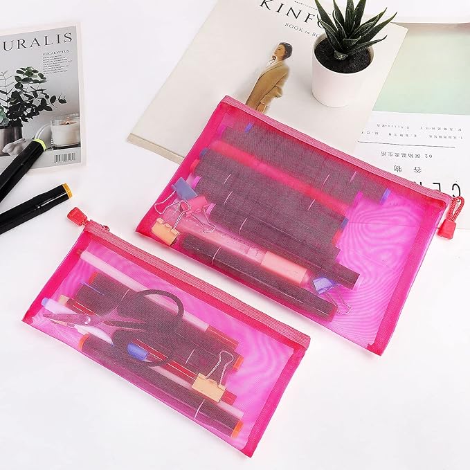 12 Pieces Zipper Nylon Mesh Pouch, Mesh Cosmetic Bags Makeup Bags Pencil Case, Multipurpose Travel Bags for WB06 Wb06