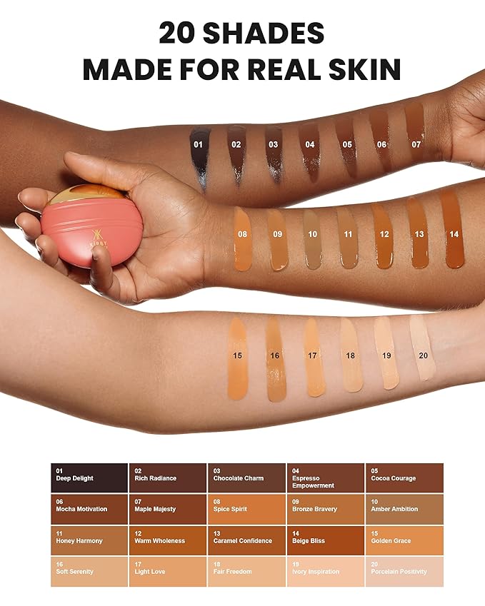 Konfident Glow Skin Tint – Porcelain Positivity Hydrating Oil-Free Glass-Skin Foundation, Buildable Light-to-Medium Coverage, 30 ml – Inclusive Clean Makeup for Radiant Confidence