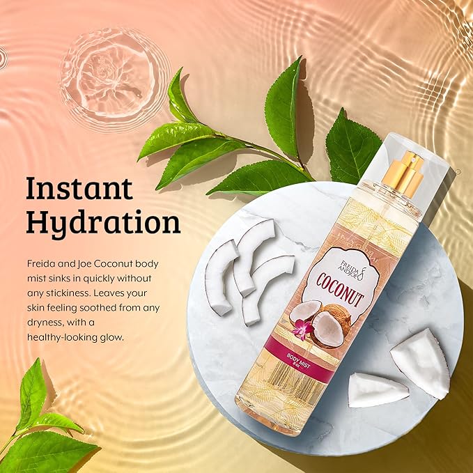Luxurious Coconut Body Mist Fine Fragrance, Women's Warm & Cozy Luxury Scented Gifts & Presents, 8oz Fine Mist Spray Bottle (Coconut)