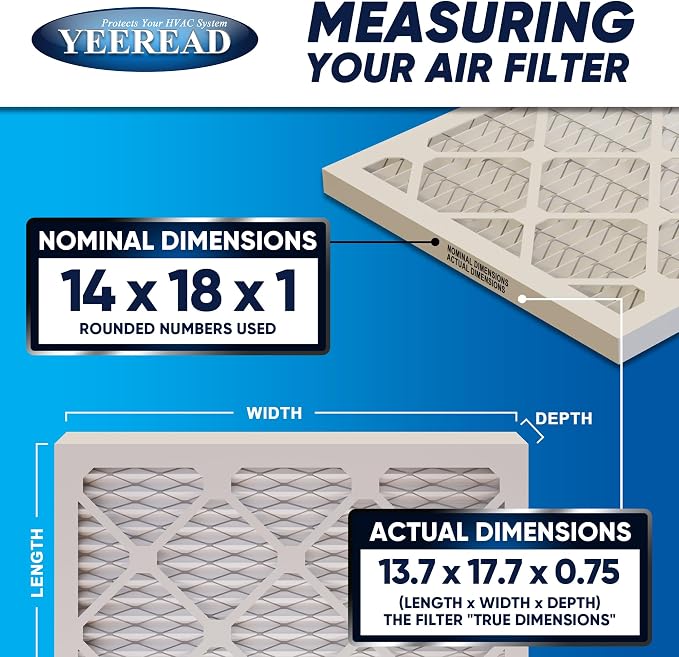 14x18x1 MERV 8 Air Filters 6-Pack – 13.7" x 17.7" x 0.75" – HVAC, AC & Furnace - Image 2