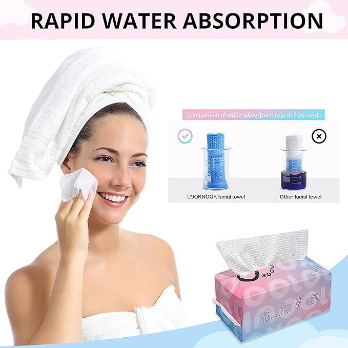Disposable Face Towel, 50% Thicker, Soft for Sensitive Skin, Multipurpose Cleaning Cloth, 70 Count, 6 pack