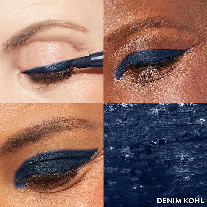 LAURA GELLER NEW YORK Kajal Longwear Kohl Eyeliner Pencil - Denim Kohl - Caffeine and Vitamin E - Smooth & Blendable Liner - Built-In Sharpener