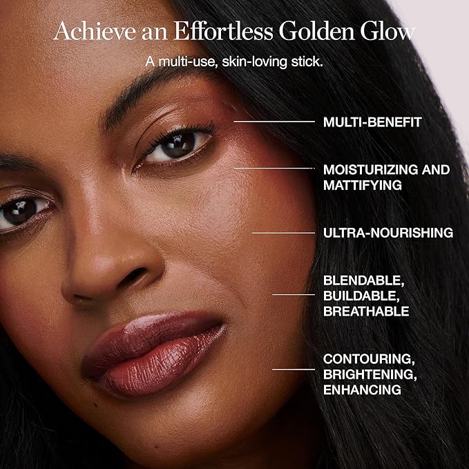 Ogee Sculpted Face Stick (AMBER - SUN KISSED BRONZE) Certified Organic Bronzer Stick & Highlighter Makeup - Multi-Use Bronzer Stick for Face