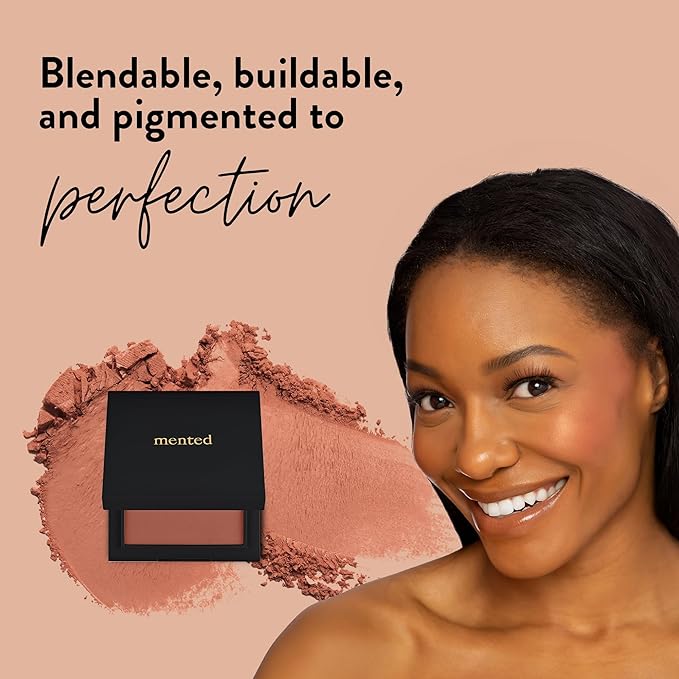 Mented Cosmetics Made in Italy, Cruelty Free Makeup, Vegan, Paraben Free, Shimmer Cheek Blush Palette for Face, Powder Face Blush for Women with Vitamin E, 0.2oz/7g, Clay too Much