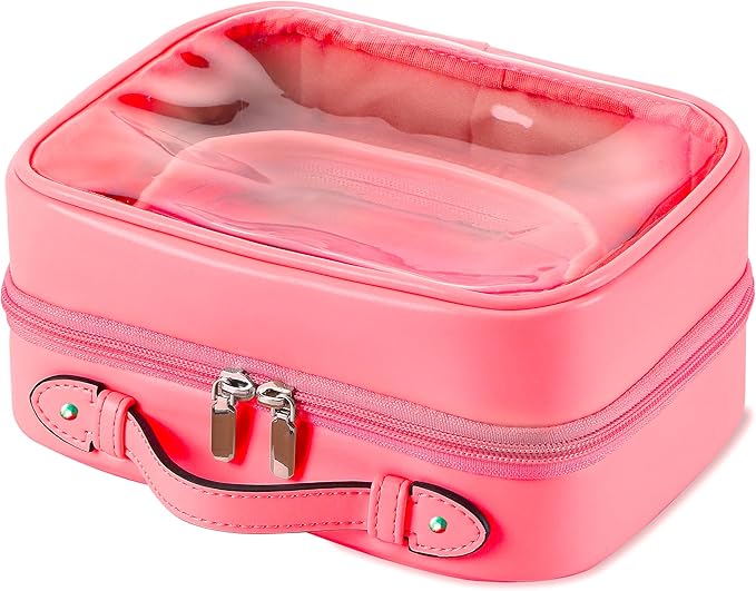 Veki Transparent Makeup Bag Travel Cosmetic Bags Case Waterproof Toiletries Bag Large Capacity Open Storage Bags Organizer With Zipper, Portable Make Up Organizer for Women and Girls