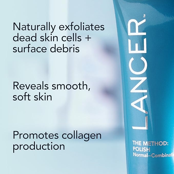 Lancer Skincare The Method: Polish Facial Exfoliator, Daily Exfoliating Face Scrub with Natural Minerals, Normal Combination Skin, 8 Fluid Ounces