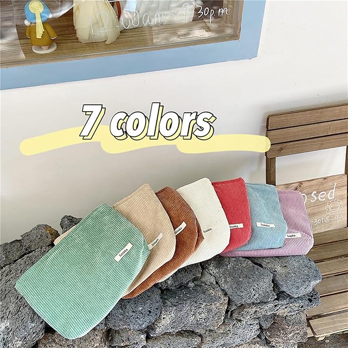 Cosmetic Bags for Women - Corduroy Cosmetic Bag Aesthetic Women Handbags Purses Smile Dots Makeup Organizer Storage Makeup Bag Girls Case Bags (Pure Green)