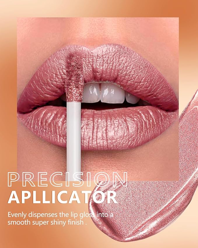 MAKI YIKA Pink Nude Lipstick for Women Metallic Lipsticks Glitter Long Lasting Lipstick No Smudge No Transfer Liquid Lip Gloss (BR017 Love Fighter)