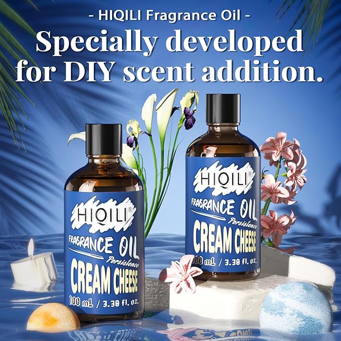 HIQILI Cream Cheese Essential Oil 100ml - Fresh Fragrance Oil for Diffuser and Aromatherapy, Long-Lasting Perfume Oil for Candle, Soap, Lotion Making - Home Care 3.38 Fl Oz