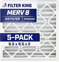 Filter King 9.5x9.5x2 Air Filter | 5-PACK | MERV 8 HVAC Pleated A/C Furnace by FilterKing