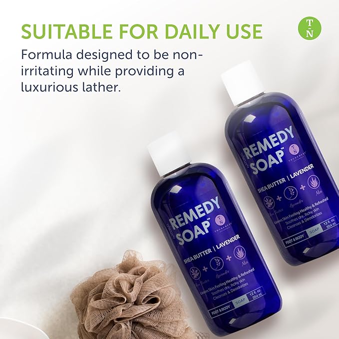 Truremedy Naturals Lavender Shea Butter Body Wash for Women - Aloe Lavender Body Wash with Shea Butter - Soothing Soap for Dry Skin - Hydrating Natural with Essential Oils - 12oz