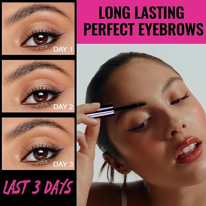 Easy Peel Off Eyebrow Gel, Tattoo Eyebrow Gel Easy Peel Off, Waterproof & Transfer-Proof Lasts Up to 3 Days Brow Color for Women, Create Fuller & Defined Looking Brows At-Home (04# Black)