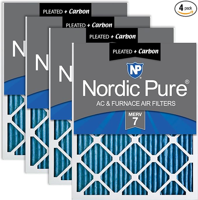 Nordic Pure 24x30x1 Pleated Air Filters MERV 7 Plus Carbon 4 Pack by NordicPure