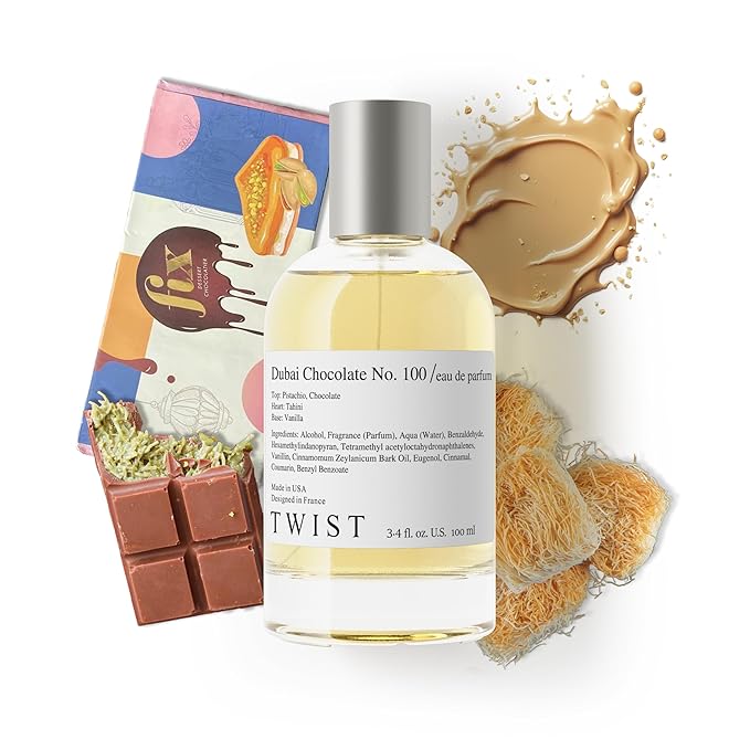 Twist Dubai Chocolate No. 100 - Eau De Parfum Inspired by Fix Dubai Chocolate, Long-Lasting Perfume For Women, Paraben Free, Vegan, Clean Ingredients, Fragrance - Spray 100 ml | 3.4 fl. oz.