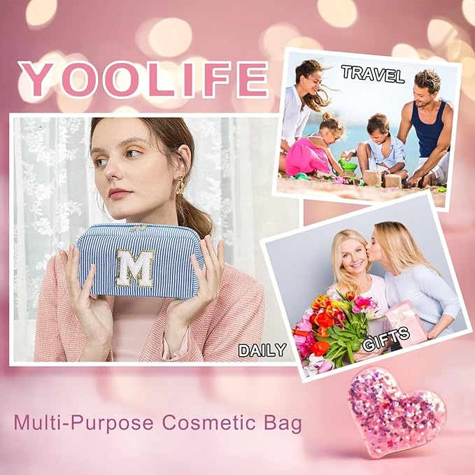 YOOLIFE Birthday Gifts for Mom, Mom Gifts from Daughter, Mother In Law Gifts, Mama Gift Idea, Personalized Gifts for Women, Initial Makeup Bag for Women, Green Z