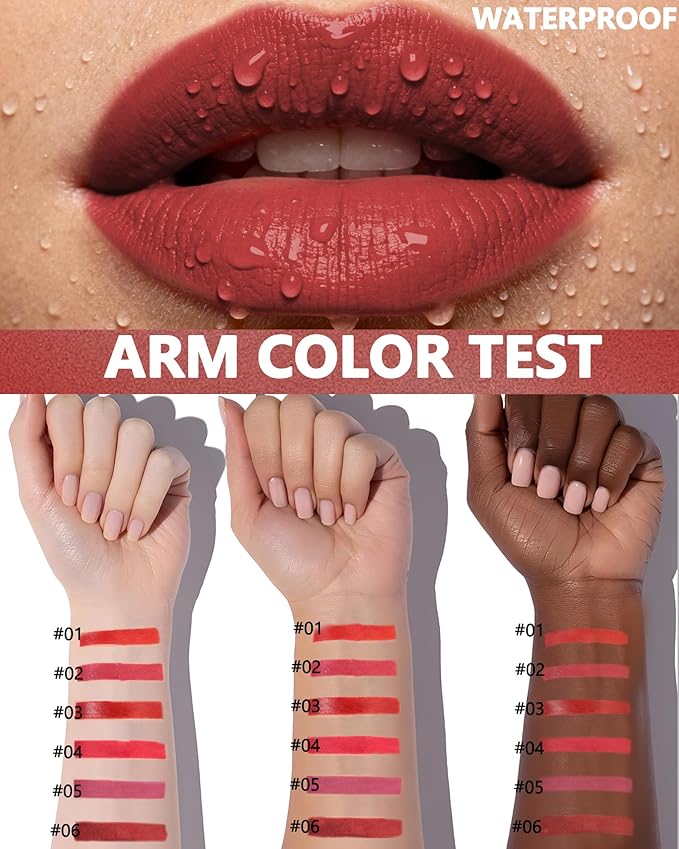 Lip Tint Stain Pen, Dark Red Brown Waterproof Long Lasting Matte Lip Liner Stain Pencil, High Pigment Quick Dry Liquid Lipstick, Non Sticky Smudgeproof Lip Tint Gloss,Festival Makeup Gift for Women-06