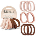 Kitsch Hair Ties No Damage - Strong, Stretchy Hair Bands | Soft Nylon Ponytail Holders, Snag-Free Rubber Bands, Perfect for Updos & Braids | Ideal Gifts for Women - Rosewood, 8pcs