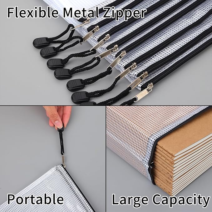 EOOUT 20pcs Mesh Zipper Pouch 8 Sizes Waterproof Zipper Bags, Plastic Travel Pouch for Board Game Travel Storage School Supplies Office Appliances Home Organize