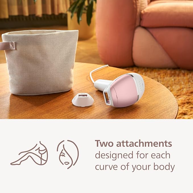 Philips Lumea 8000 Series IPL Hair Removal Device - Permanent Visible Hair Reduction Done at Home, SenseIQ Technology, 2 Attachments for Body & Face, for Women & Men, BRI932/03