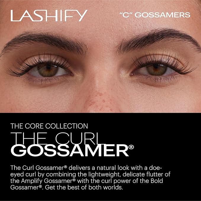 Lashify Curl 16mm Gossamer Eyelash Extensions Refill, Black, DIY False Lashes for a Natural Look