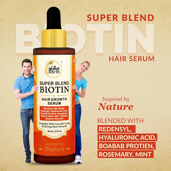 Rosemary Mint & Biotin Hair Growth Serum Formulated With Biotin, Hyaluronic Acid, Baobab Protein, Rosemary, Mint & Other 22+ Natural Herbs and Extracts Combat Hair Loss and Promote Hair Growth 60 ml