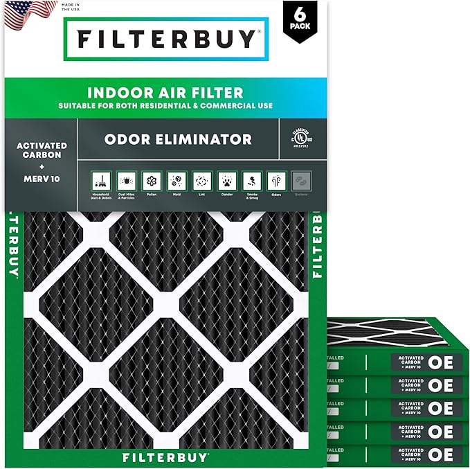 Filterbuy 18x20x1 Air Filter MERV 10 Odor & Allergy Defense by Filterbuy