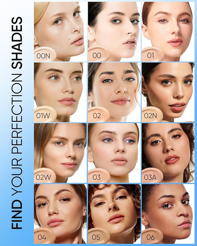 Velvet Matte Cushion Foundation Blue Ultra Cover Powder Foundation, 12h Oil-Control, Lightweight, Long-Lasting, Waterproof Korean Cushion Makeup(#01W Warm Vanilla)