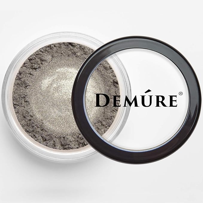 Demure Mineral Eye Shadow (Pewter) - Shimmer Loose Powder, Glitter Eyeshadow, Organic Natural Makeup, Professional Eye Makeup