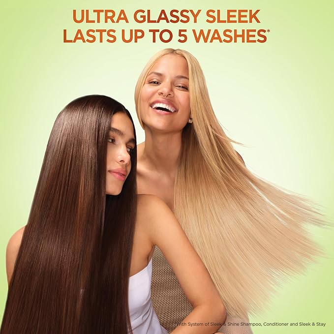 Garnier Fructis Sleek & Shine Full + Travel Size Shampoo (12.5 & 3 Fl Oz) + Conditioner (12 & 3 Fl Oz) Set for Frizzy, Dry Hair, Plant Keratin + Argan Oil (4 Items), 1 Kit (Packaging May Vary)