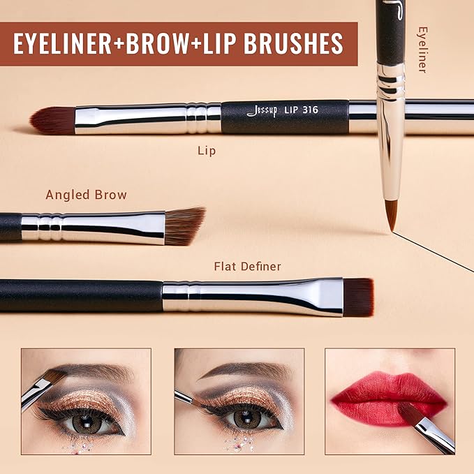 Jessup Brand 19pcs Professional Makeup Brush Pro Set Beauty Eyeshadow Blending Eyeliner Smoked Sloom Cosmetics Tool kit T131 Silver/Black