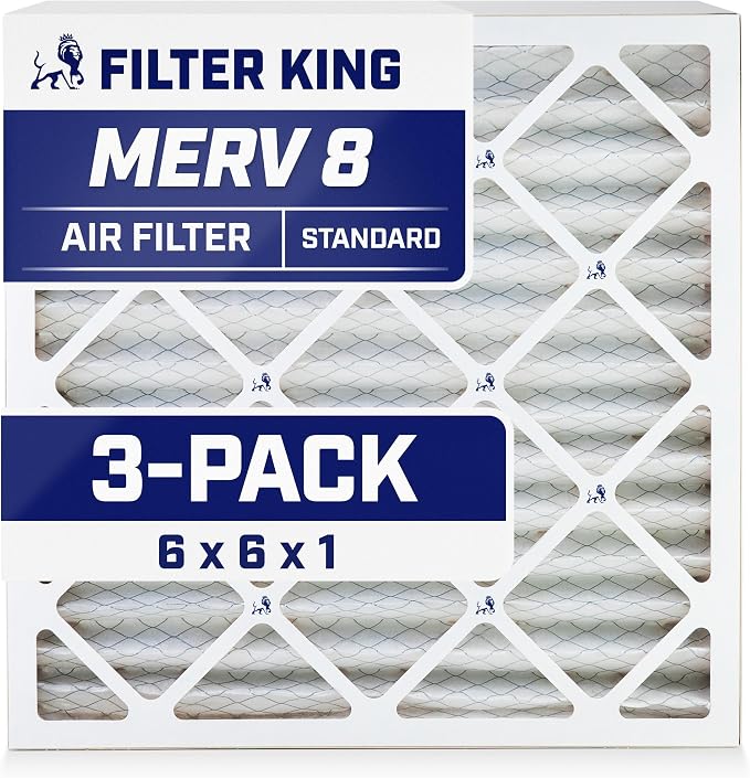 Filter King 6x6x1 Air Filter | 3-PACK | MERV 8 HVAC Pleated A/C Furnace Filters by FilterKing