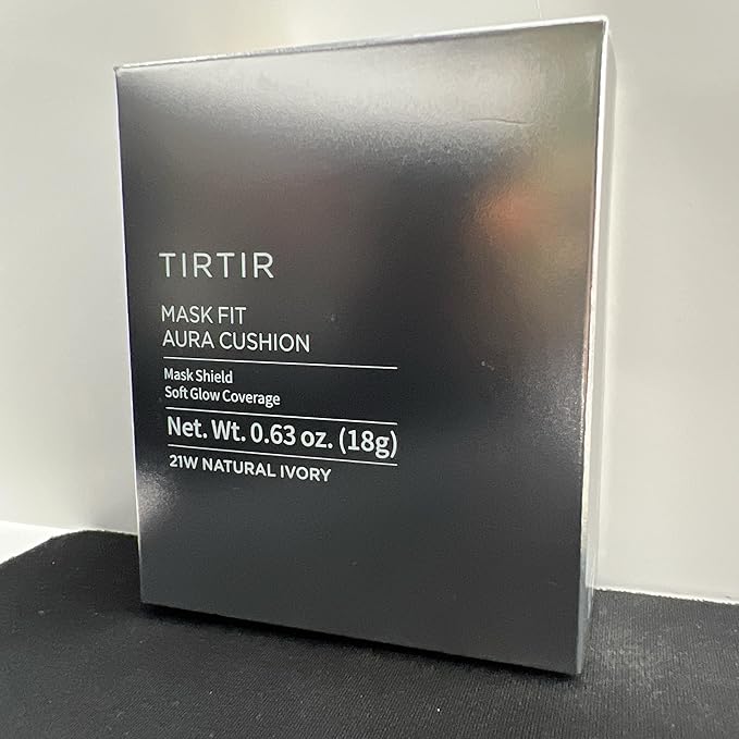 TIRTIR Mask Fit Aura Silver Cushion Foundation | Semi-glow Finish, Natural Coverage, Moisturizing, Lightweight, Korean cushion foundation (#21W Natural Ivory, Full Size, 0.63 Fl Oz)