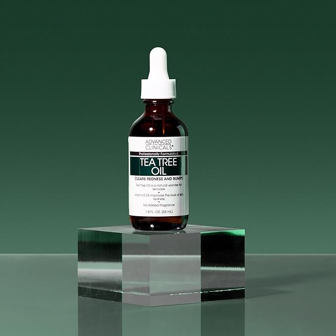 Advanced Clinicals Tea Tree Oil For Skin Facial Serum | Tea Tree Serum For Face With Vitamin E + Botanicals To Help Improve Appearance Of Large Pores & Skintone For Smoother Looking Skin, 1.8 Fl Oz