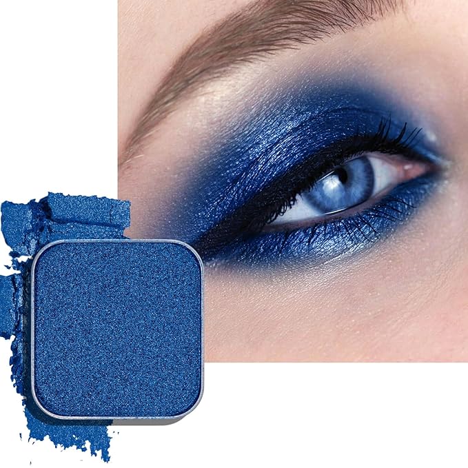 Magnetic Blue Single Eyeshadow Matte Shimmer Highly Pigmented Blendable Longwear Powder in Magnetic Refill Pan for Custom Palette Easy to Apply and Remove (Abyss)