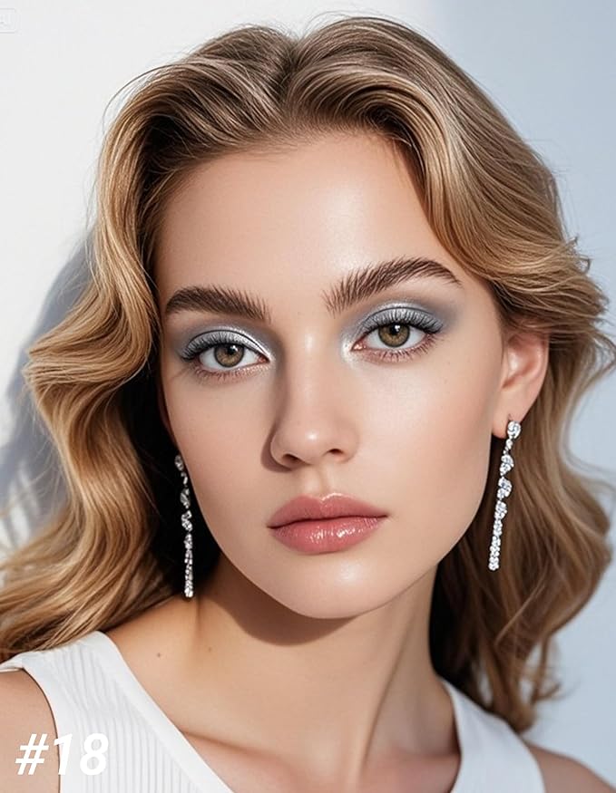 Erinde Shimmer Cream Eyeshadow Stick, Long Lasting Metallic Eye Shadow Sticks, Waterproof Creamy Glitter Eyeshadow Pencil, High Pigmented Blendable Neutral Eye Makeup, 18 Glacier Blue Shimmer