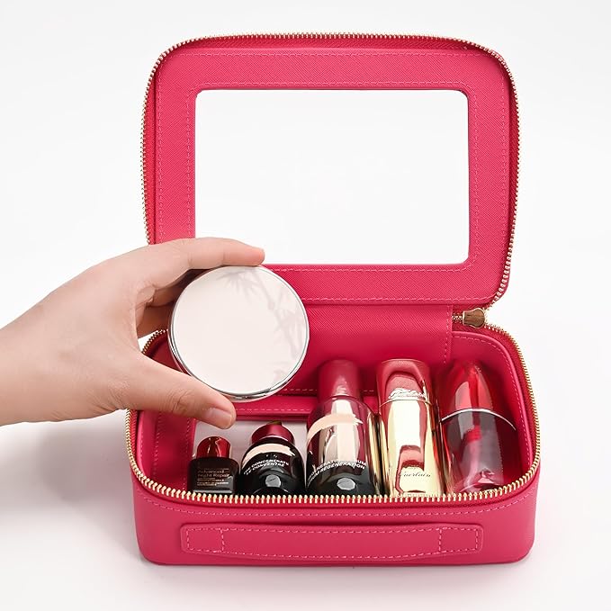Aveniee Clear Makeup Bag Organizer,Travel Toiletry Bag for Women,Waterproof Cosmetic Pouch with Zippers,Car Accessories Organizers and Storage Case,Hotpink