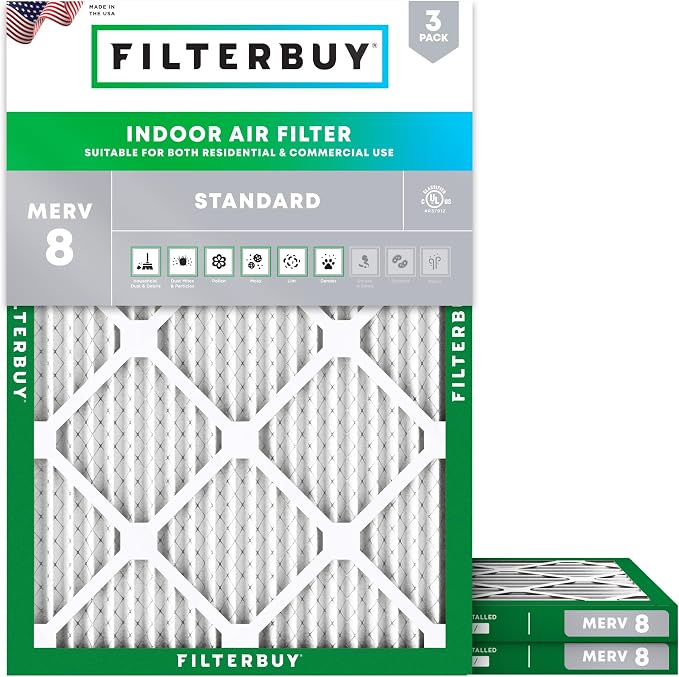 Filterbuy 21.5x23.5x1 Air Filter MERV 8 Essential Dust & Allergy Defense by Filterbuy