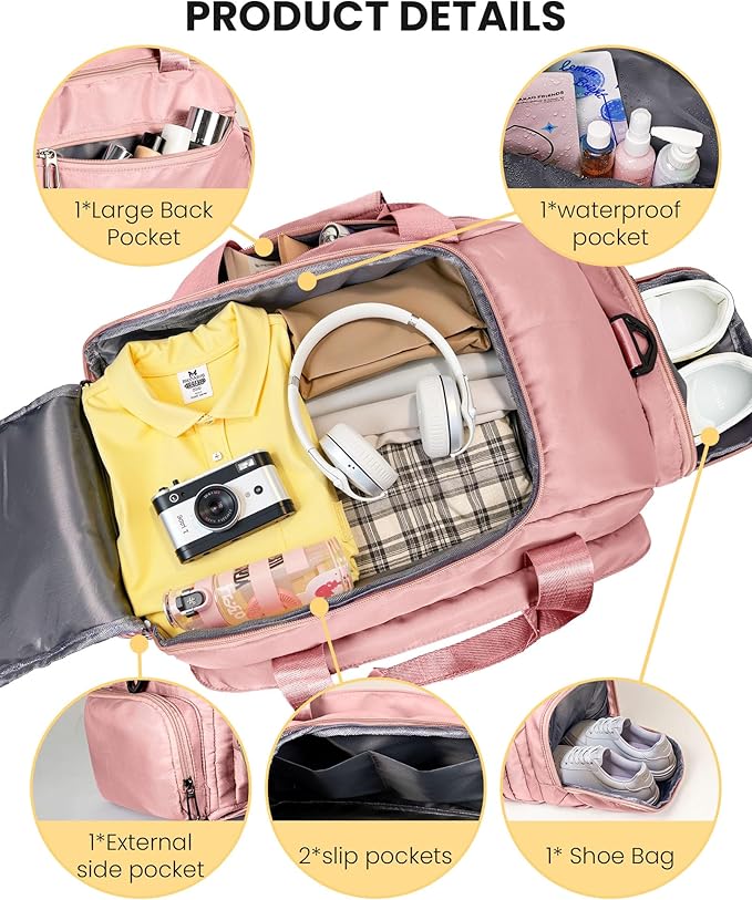 Daughter Gifts, Initial Gym Bags with Shoe Compartment, Dance Bag for Girls, Monogram Kid Overnight Bags, Travel Duffle Tote-Perfect for Ballet Sport Gymnastics Cheer (Letter G)
