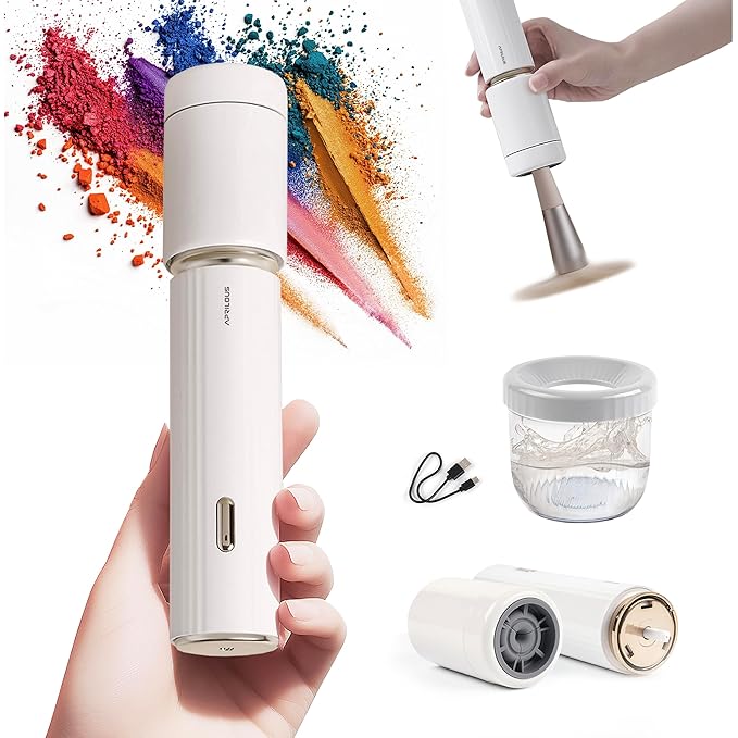Electric Makeup Brush Cleaner & Dryer Machine, Upgraded Patented Universal Collar Fits 99% of Brush Shapes, Deep Clean & Quick Dry, Rechargeable & Portable for Travel & Home Use, Gift