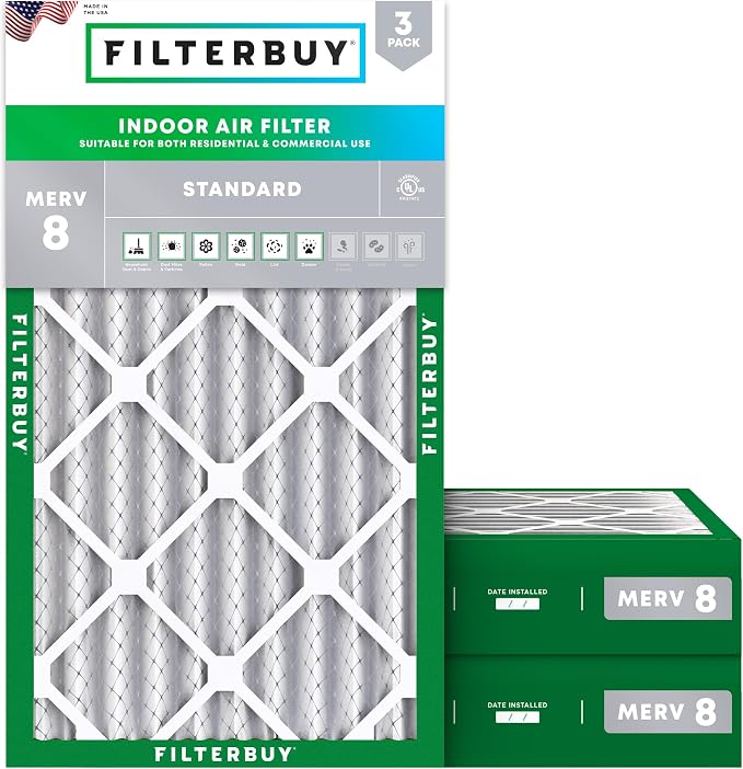 Filterbuy 12x24x4 Air Filter MERV 8 Essential Dust & Allergy Defense, by Filterbuy