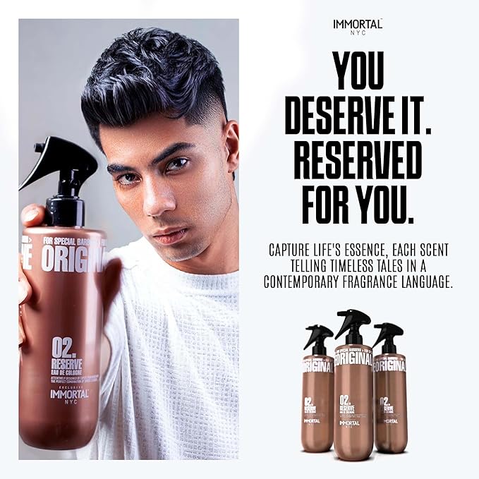 Immortal NYC Reserve 02, After Shave Spray Premier Men's Cologne, 17 oz - Exclusive Barbers - Softens Skin - Refreshes/disinfects and Relieves Face and Skin - Moisturizing Formula After Shaving