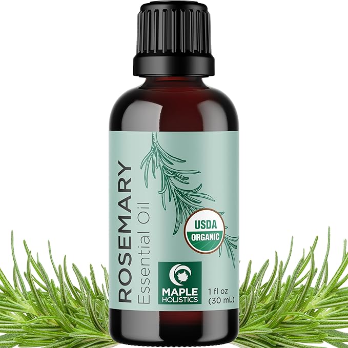 Certified Organic Rosemary Oil for Hair - Pure USDA Organic Rosemary Essential Oil for Hair Skin and Nails Plus Aromatherapy - Oil for Dry Scalp Treatment and Enhanced Volume and Shine